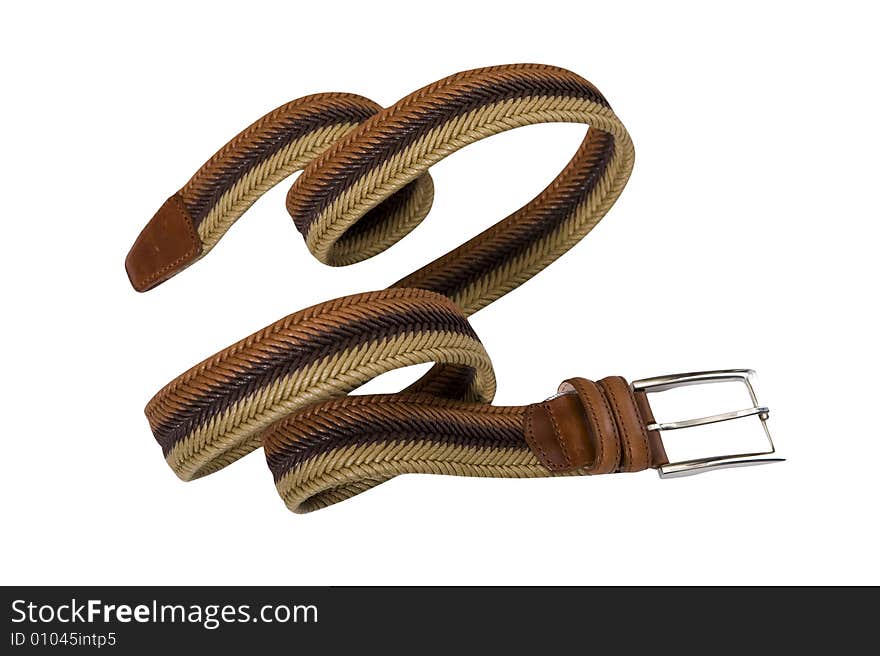 Convolute brown belt with buckle