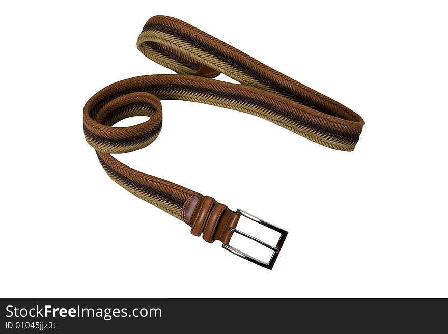 Convolute brown belt with buckle and form letter z