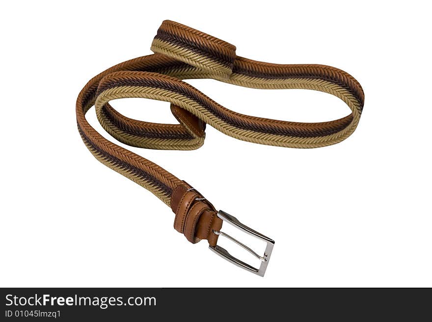 Convolute brown belt with buckle and snake end