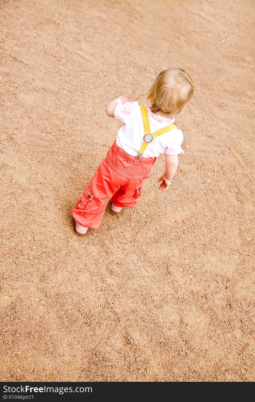 Little girl going on a playground