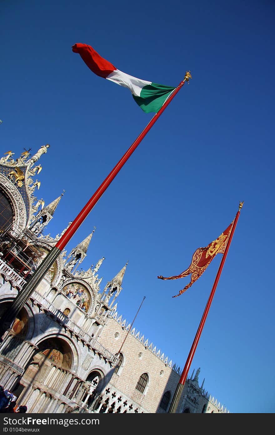 A dynamic view of Saint Mark cathedral in Venice, Italy. A dynamic view of Saint Mark cathedral in Venice, Italy