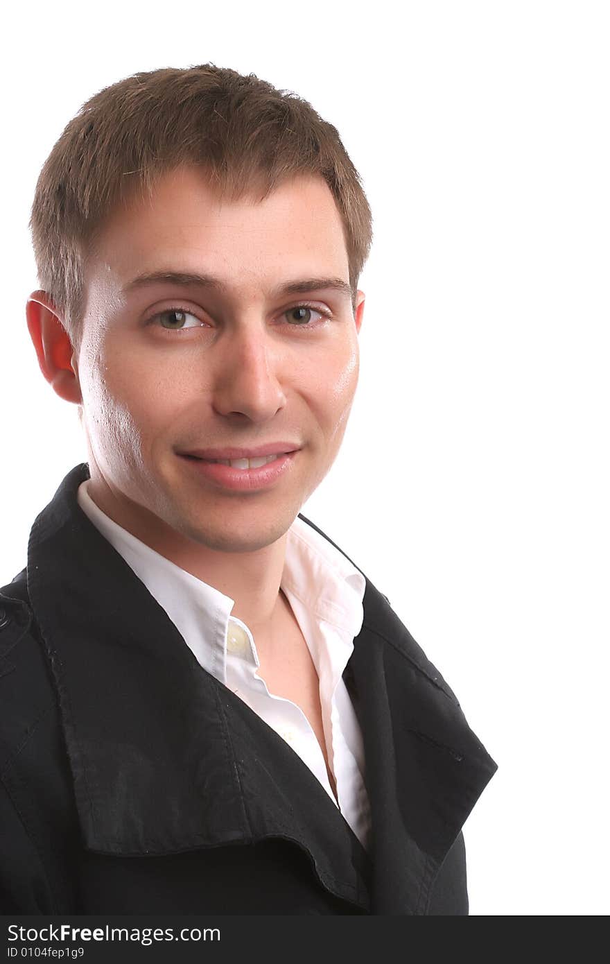 Young casual man, posing - isolated in white background