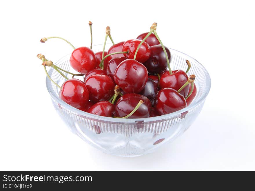 Delicious sweet cherry fruit on white background