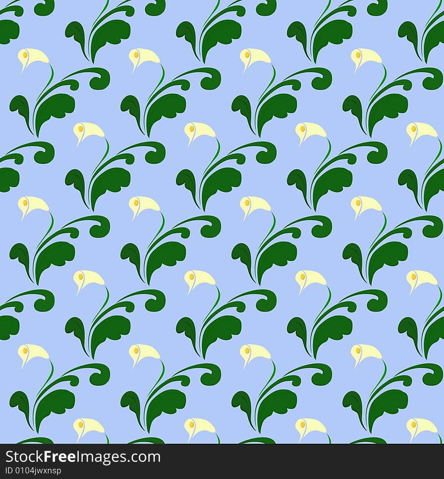 Seamless flower wallpaper on blue background