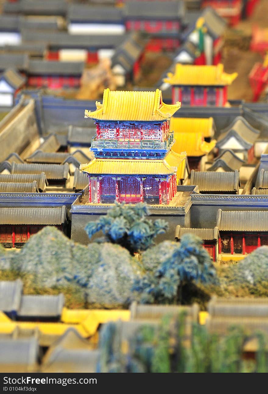 Chinese ancient building， model of traditional building. Chinese ancient building， model of traditional building