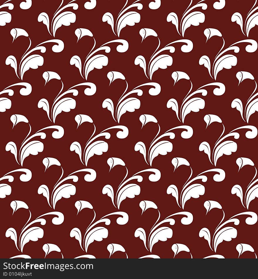 Seamless flower wallpaper on maroon background