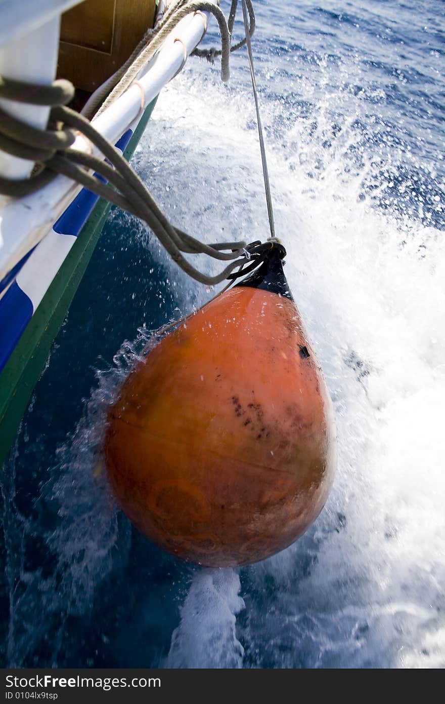 Boat is runing on blue sea. Boat is runing on blue sea