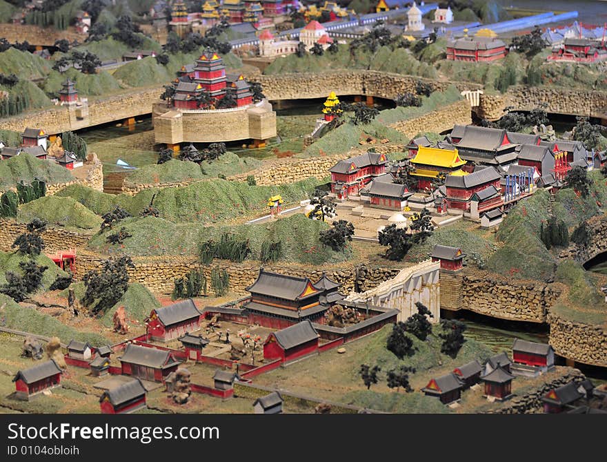 Chinese ancient building， model of traditional building， castle bastile， palace. Chinese ancient building， model of traditional building， castle bastile， palace