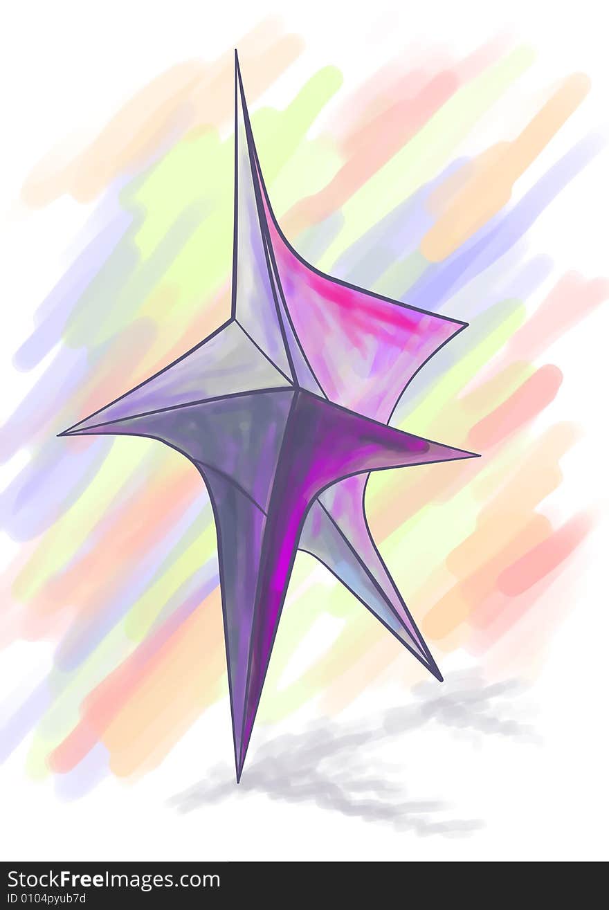 Surreal abstract star, shades of gray, violet and purple. Surreal abstract star, shades of gray, violet and purple