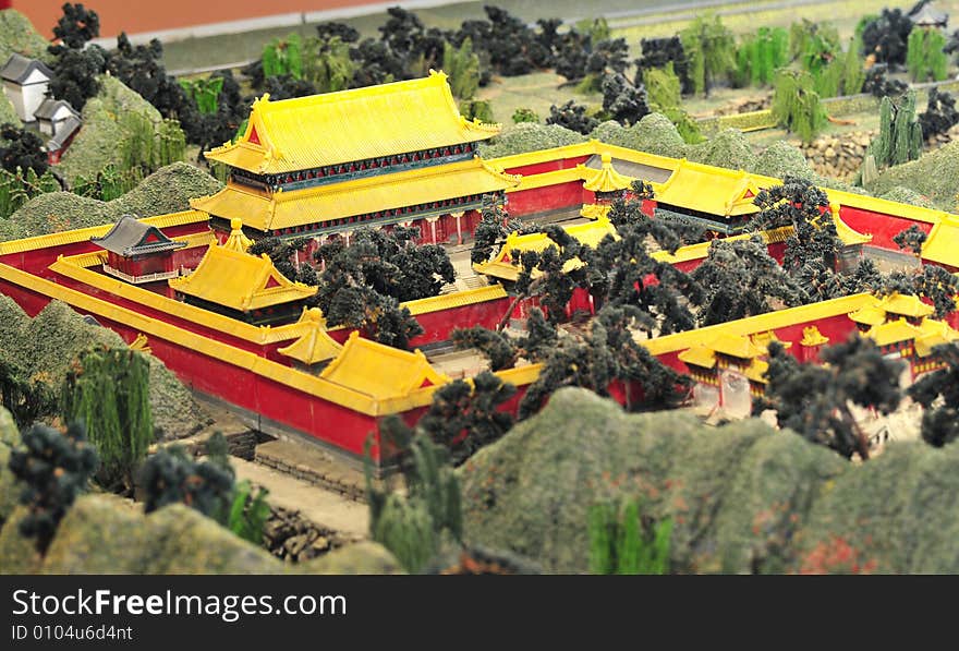 Chinese ancient building， model of traditional building， castle bastile， palace. Chinese ancient building， model of traditional building， castle bastile， palace