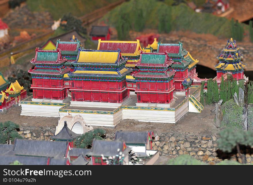 Chinese ancient building， model of traditional building， castle bastile，royal palace. Chinese ancient building， model of traditional building， castle bastile，royal palace