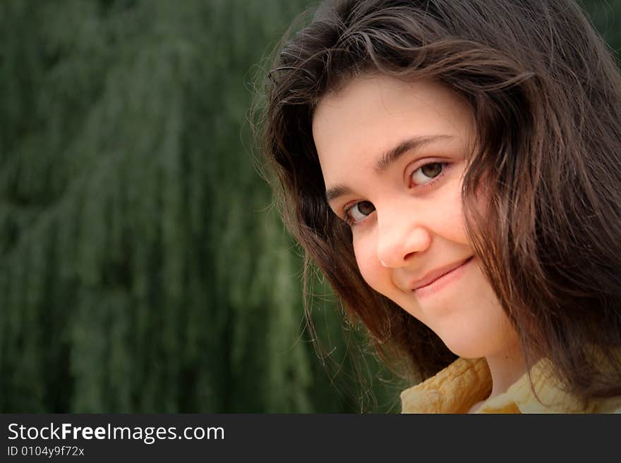 Young teen girl smiling with bright eyes. Young teen girl smiling with bright eyes