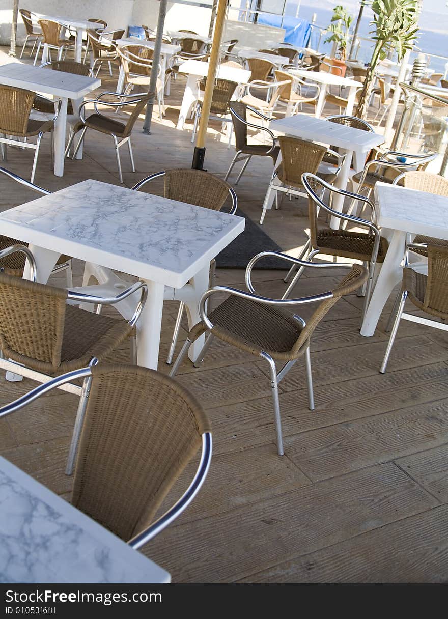 Chairs and tables in hotel court