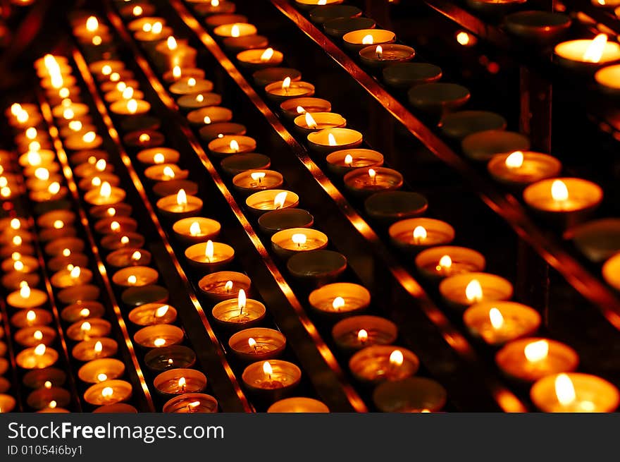 Candles in St. Stephen church in Vienna, Austria