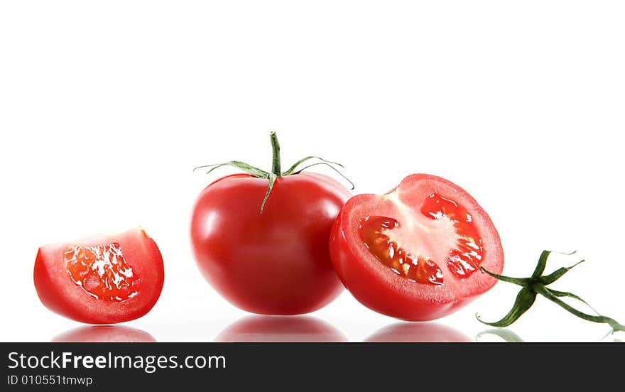 View of nice big red tomatoes  on white background. View of nice big red tomatoes  on white background