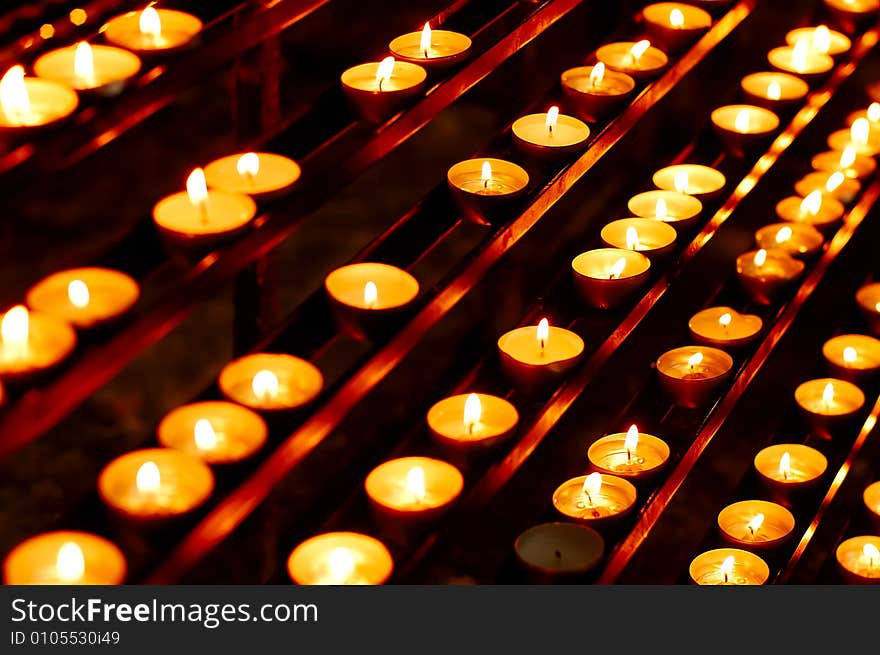 Candles in St. Stephen church in Vienna, Austria