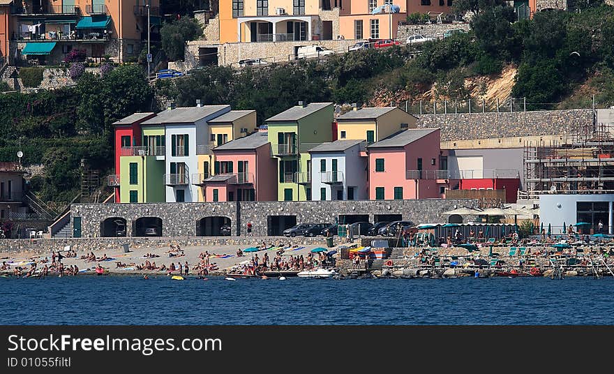 Harbour-side shot of Portovenere, Italy, .