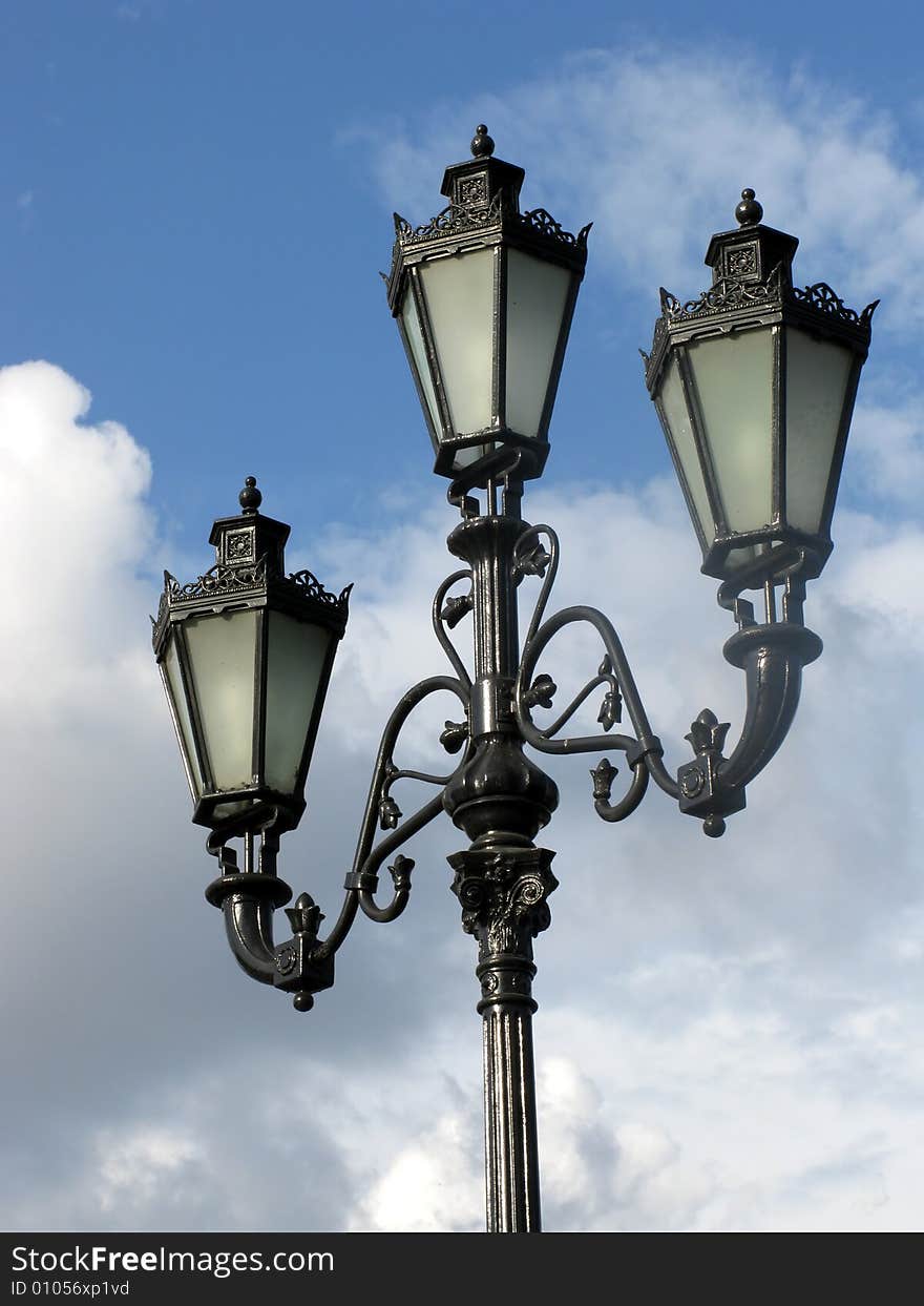 Three Black Street Lamp