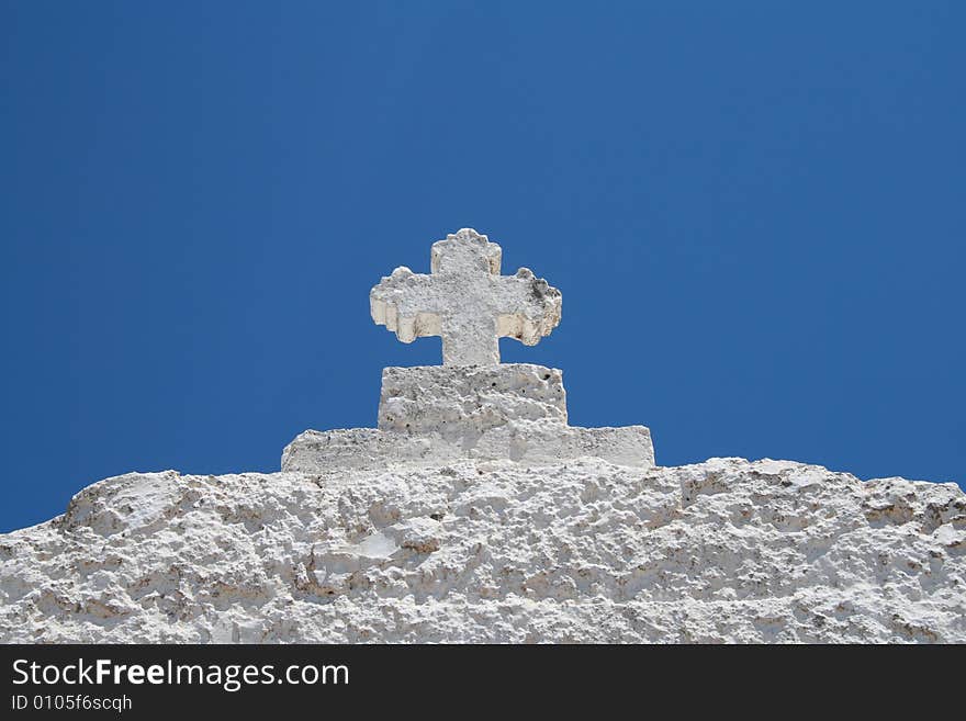 Cross on a greek church. Cross on a greek church