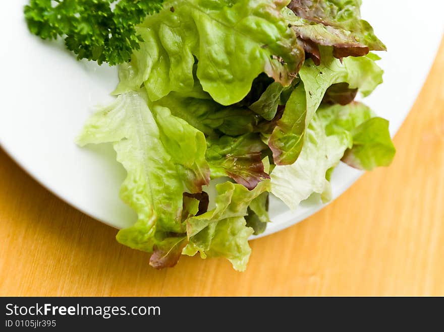 Lettuce on the plate.close up