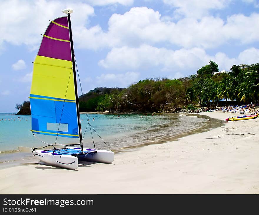 Catamaran on beach