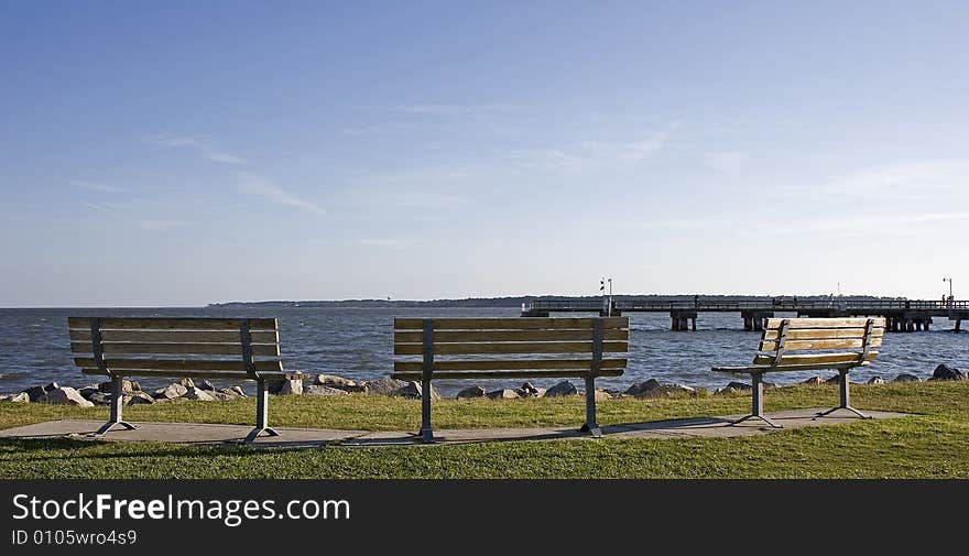 Empty Benches at the Sea