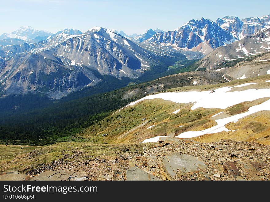 Snow ranges on the top of Mountain Whistler Jasper National Park Alberta Canada