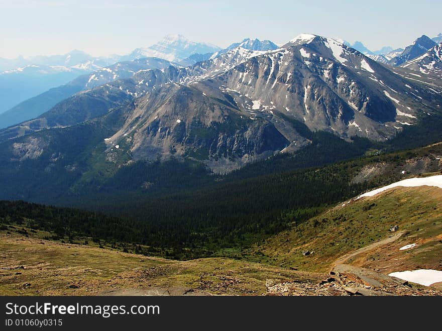 Snow ranges on the top of Mountain Whistler Jasper National Park Alberta Canada