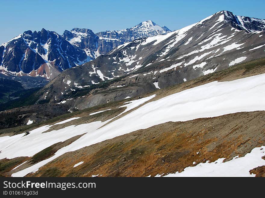 Snow mountain ranges from Mountain Whistler Jasper National Park Alberta Canada