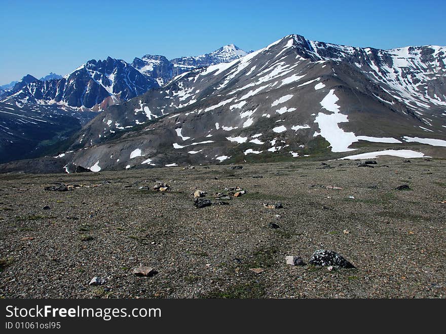 Snow mountain ranges from Mountain Whistler Jasper National Park Alberta Canada