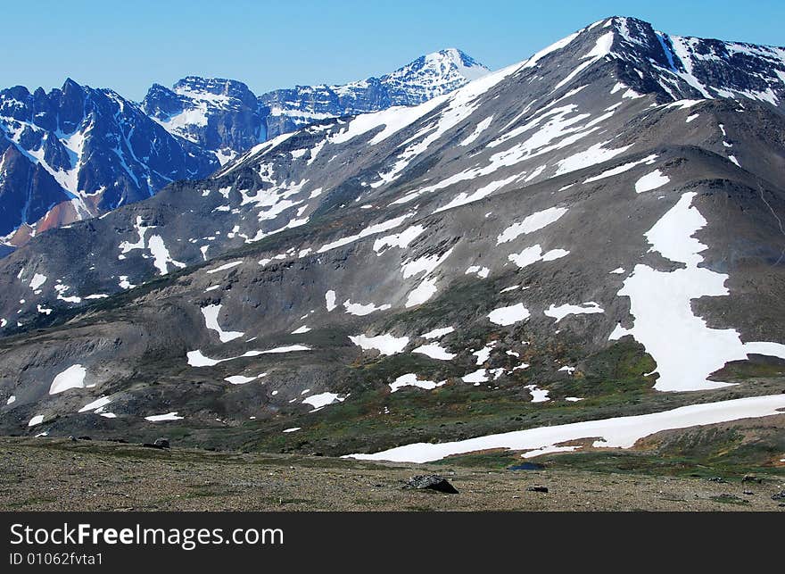 Snow mountain ranges from Mountain Whistler Jasper National Park Alberta Canada