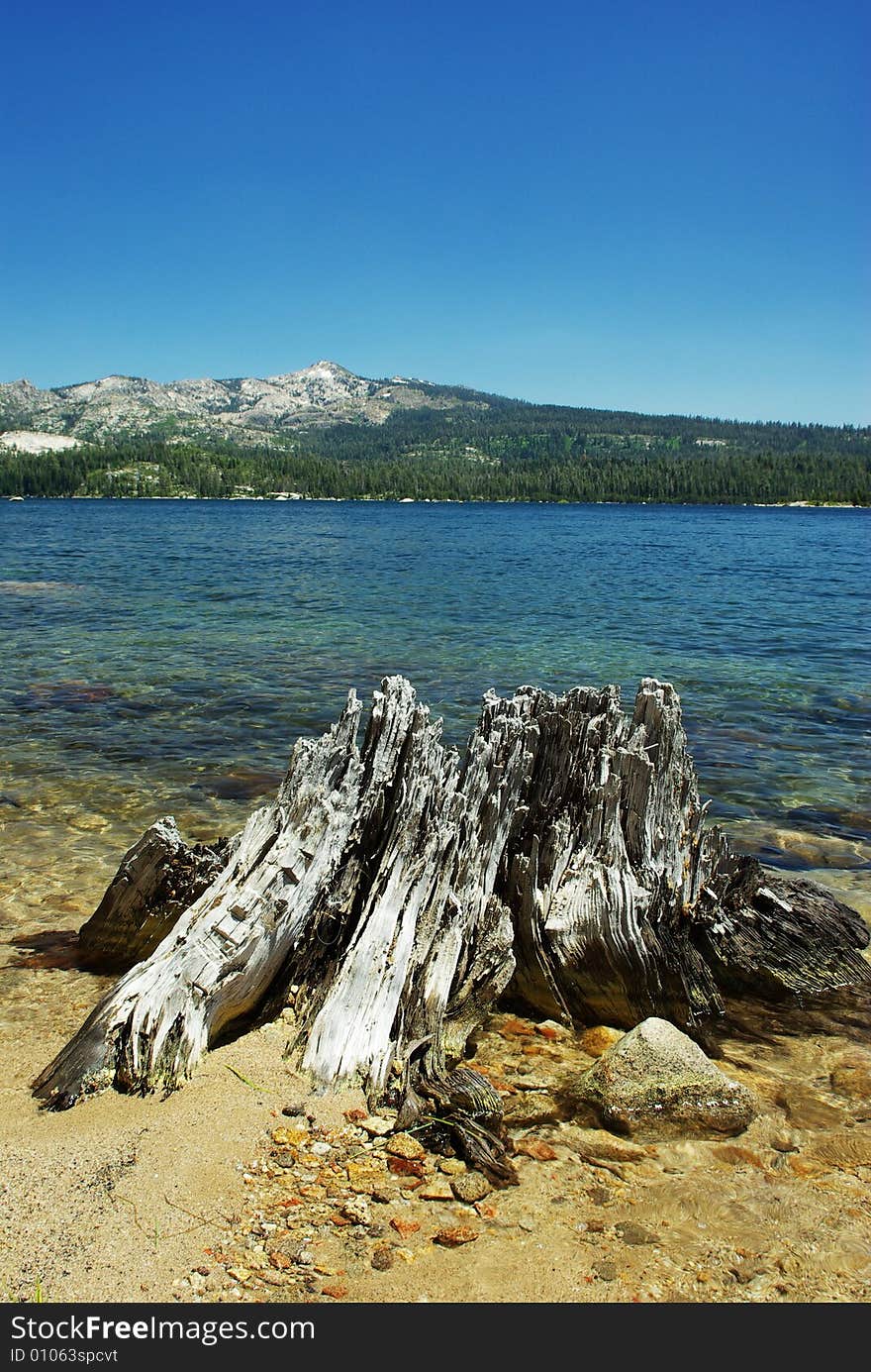 Clear blue Sierra lake in summertime. Clear blue Sierra lake in summertime