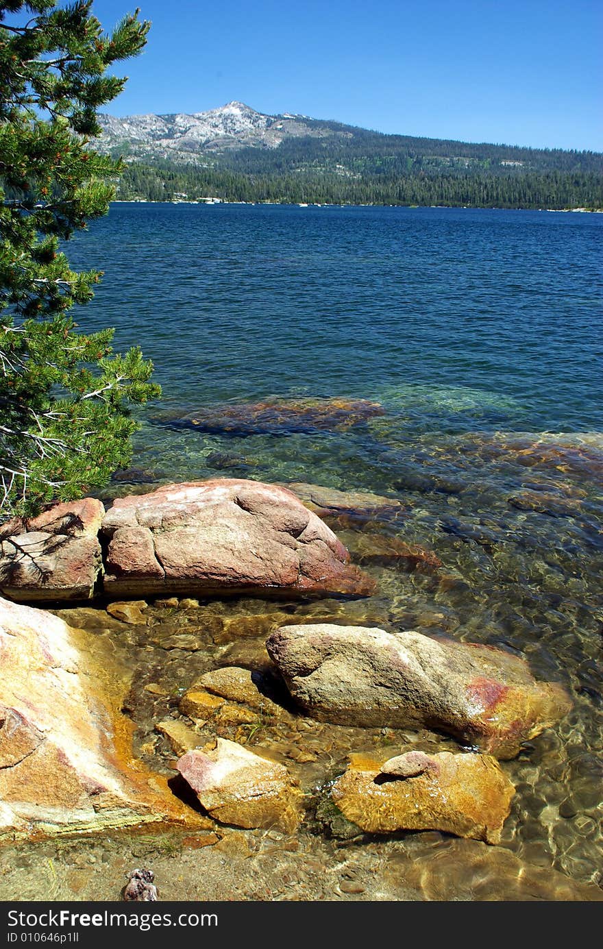 Clear blue Sierra lake in summertime. Clear blue Sierra lake in summertime