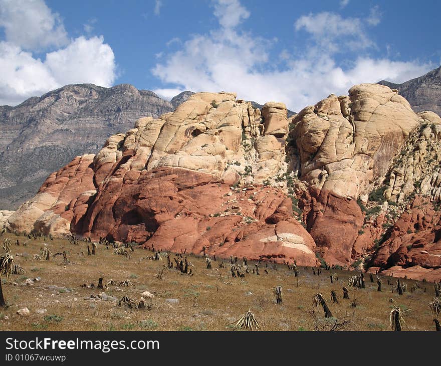 Nature/Park/Outdoors - Red Rock Canyon National Conservation Area Beige and red rocks make up hill