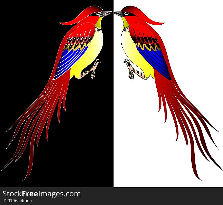 Vector illustration of red birds