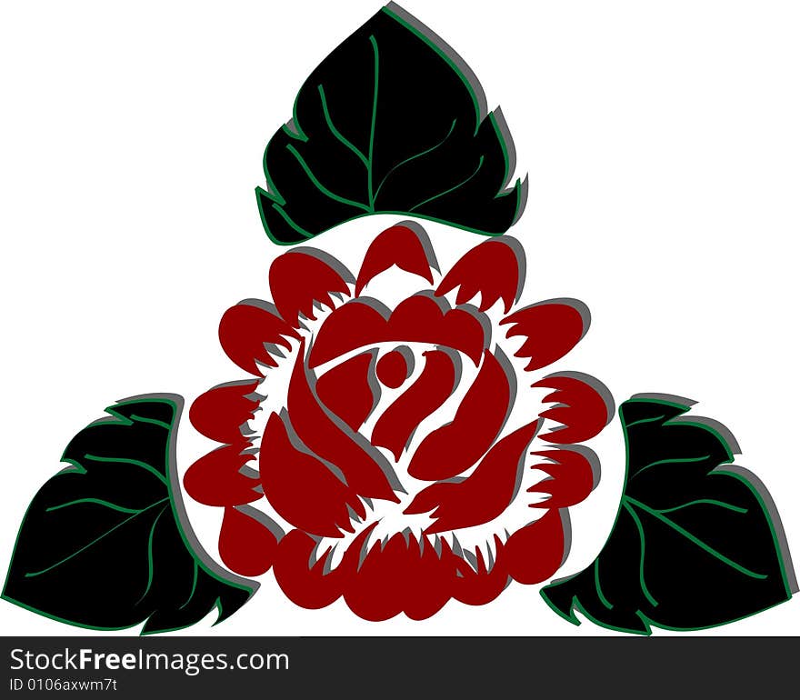 Vector illustration of a red and green flower. Vector illustration of a red and green flower