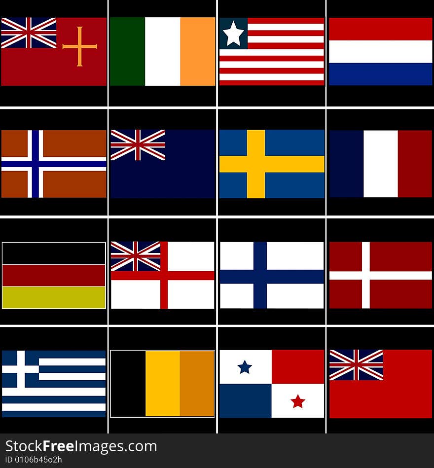 Vector illustration of ship national ensigns