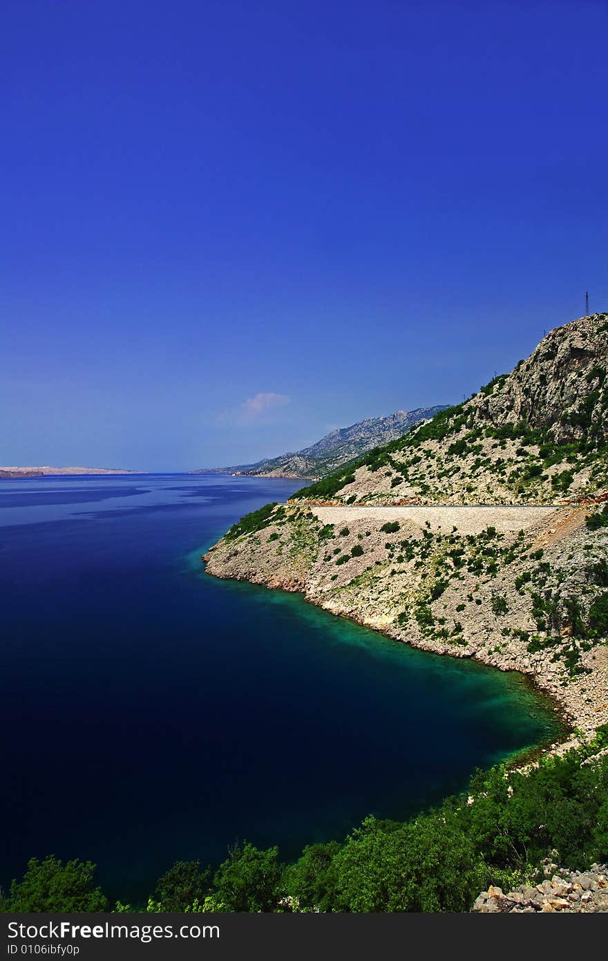 The beautiful coast of Croatia with deep blue sky for copy. The beautiful coast of Croatia with deep blue sky for copy.