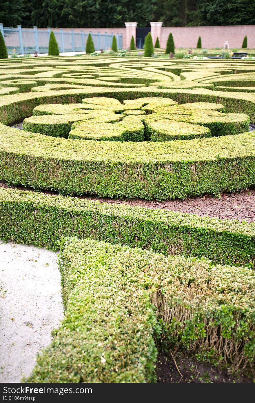 Decorative bushes in classic park