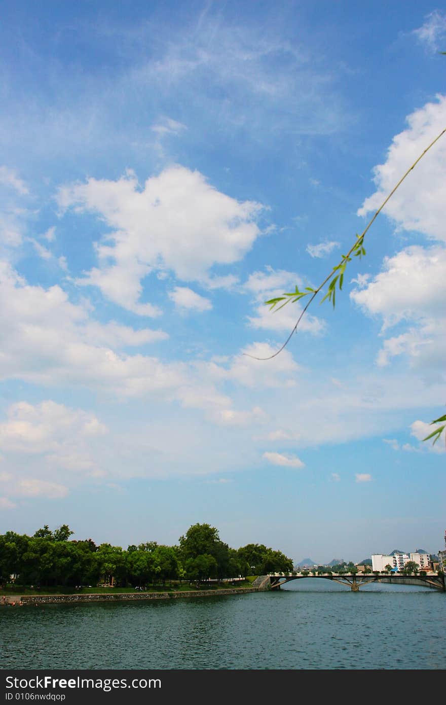 The clouds and a bridge of the city of china. The clouds and a bridge of the city of china