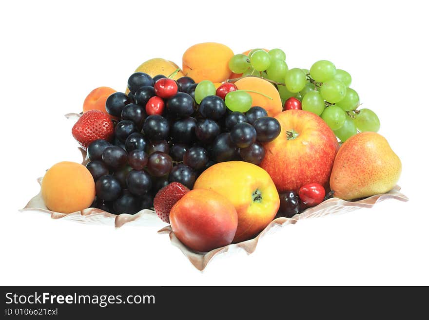 Fruits on white.