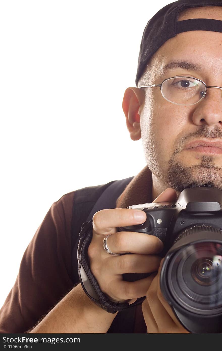 Young man with digital camera taking picture. Young man with digital camera taking picture