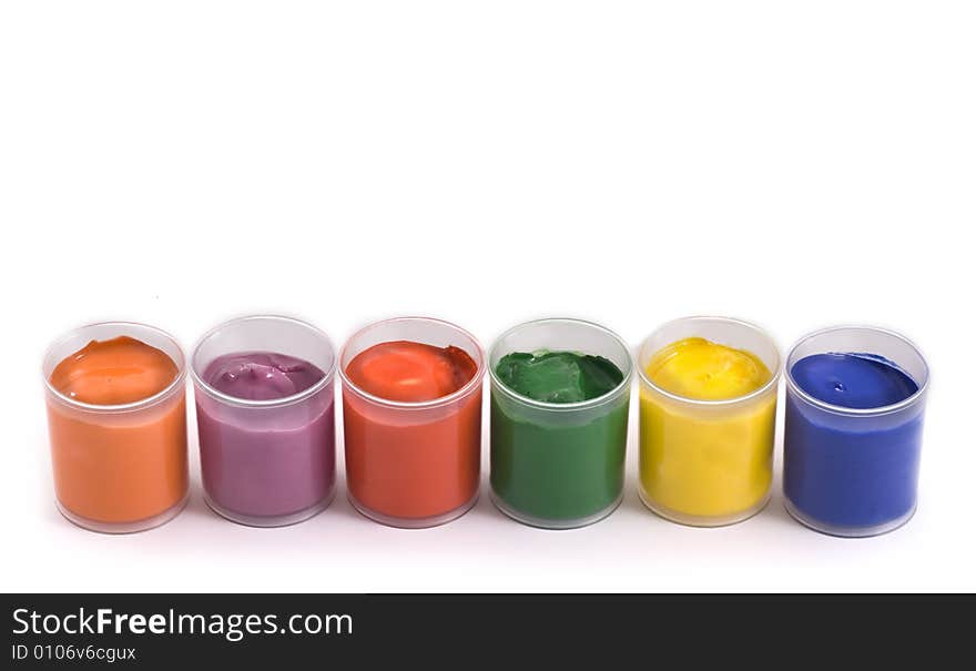 Gouache paint cans isolate on white background. Gouache paint cans isolate on white background.