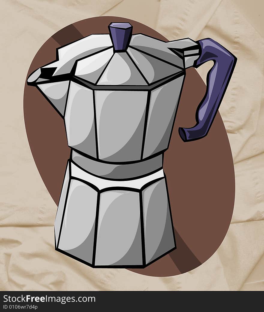 Colorful illustration of a coffee pot