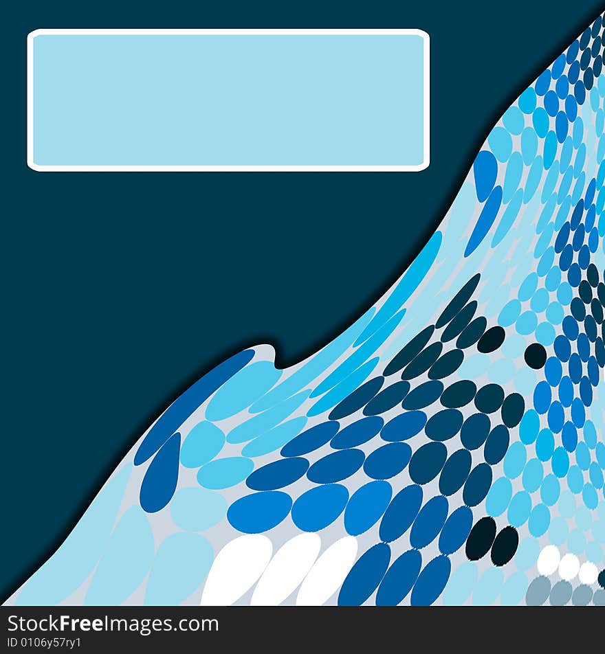 Dot background in blue tones with text frame. Dot background in blue tones with text frame