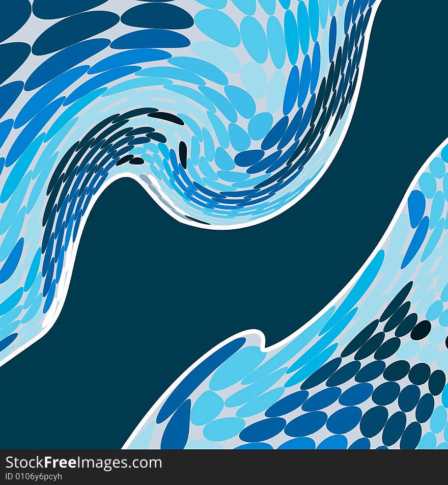 Abstract wave dot background / frame in blue tones. Abstract wave dot background / frame in blue tones