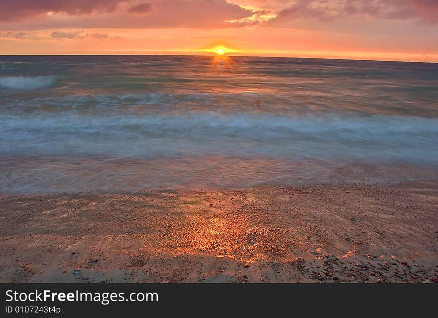 Summer landscape with sea sunset. Summer landscape with sea sunset