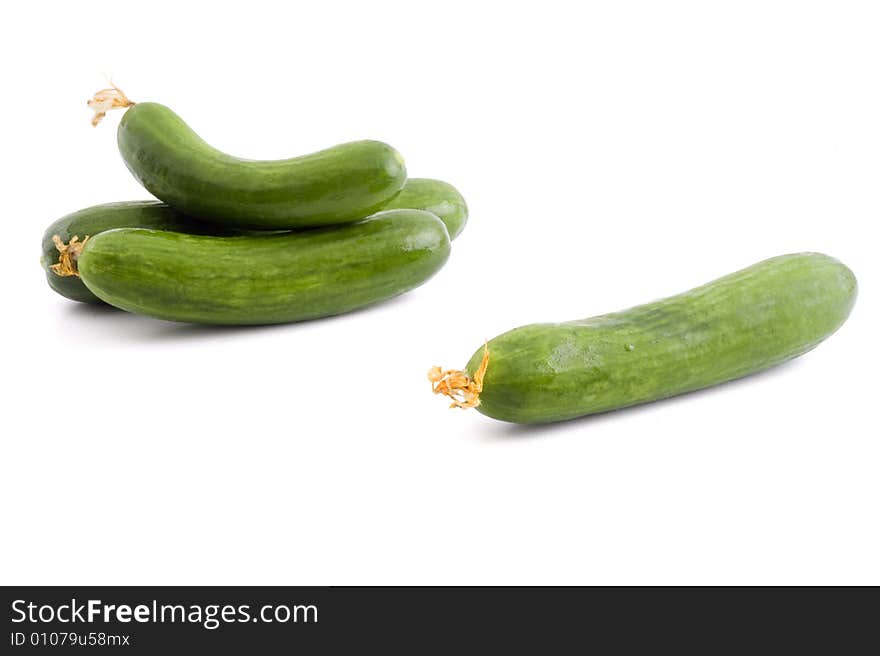 Group of  cucumbers isolated on white