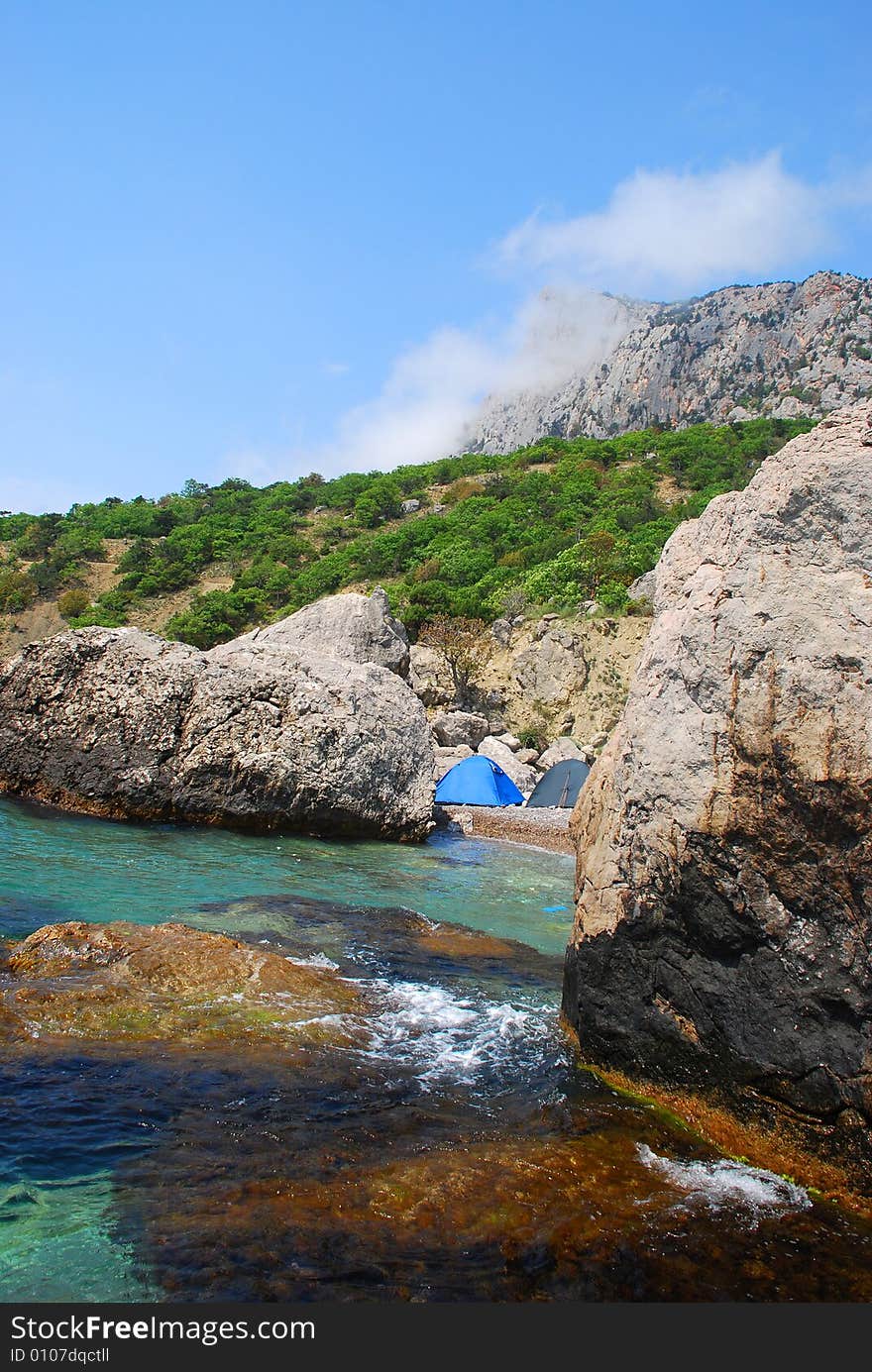 The camp on the coast of the Black Sea