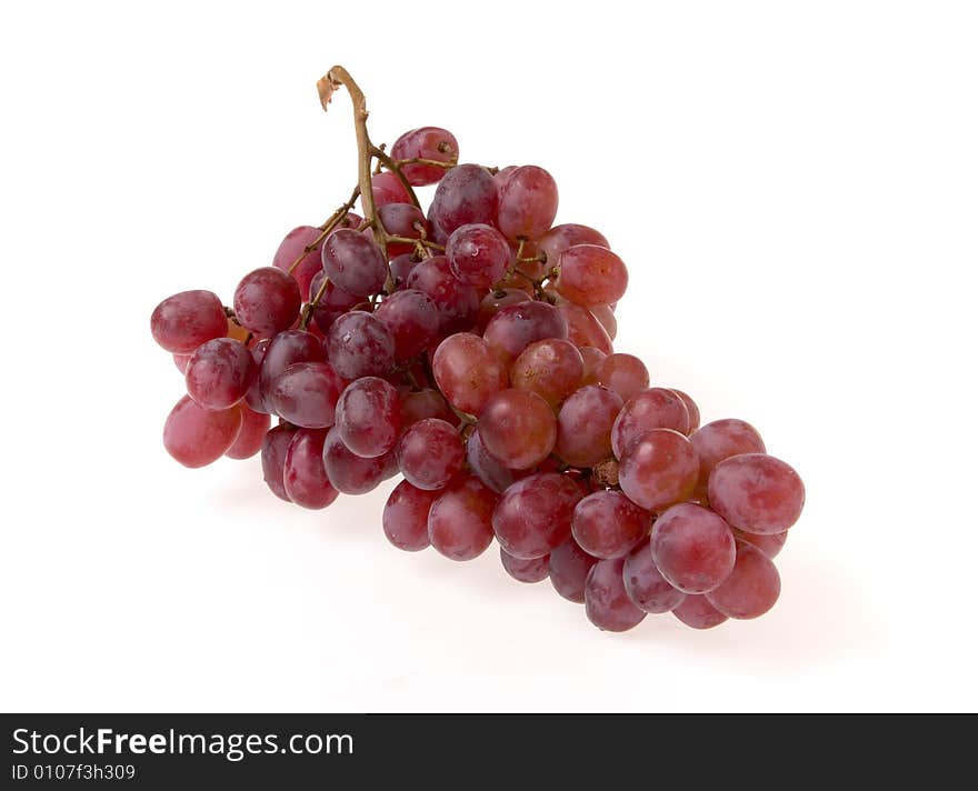 Branch of red grape on white ground